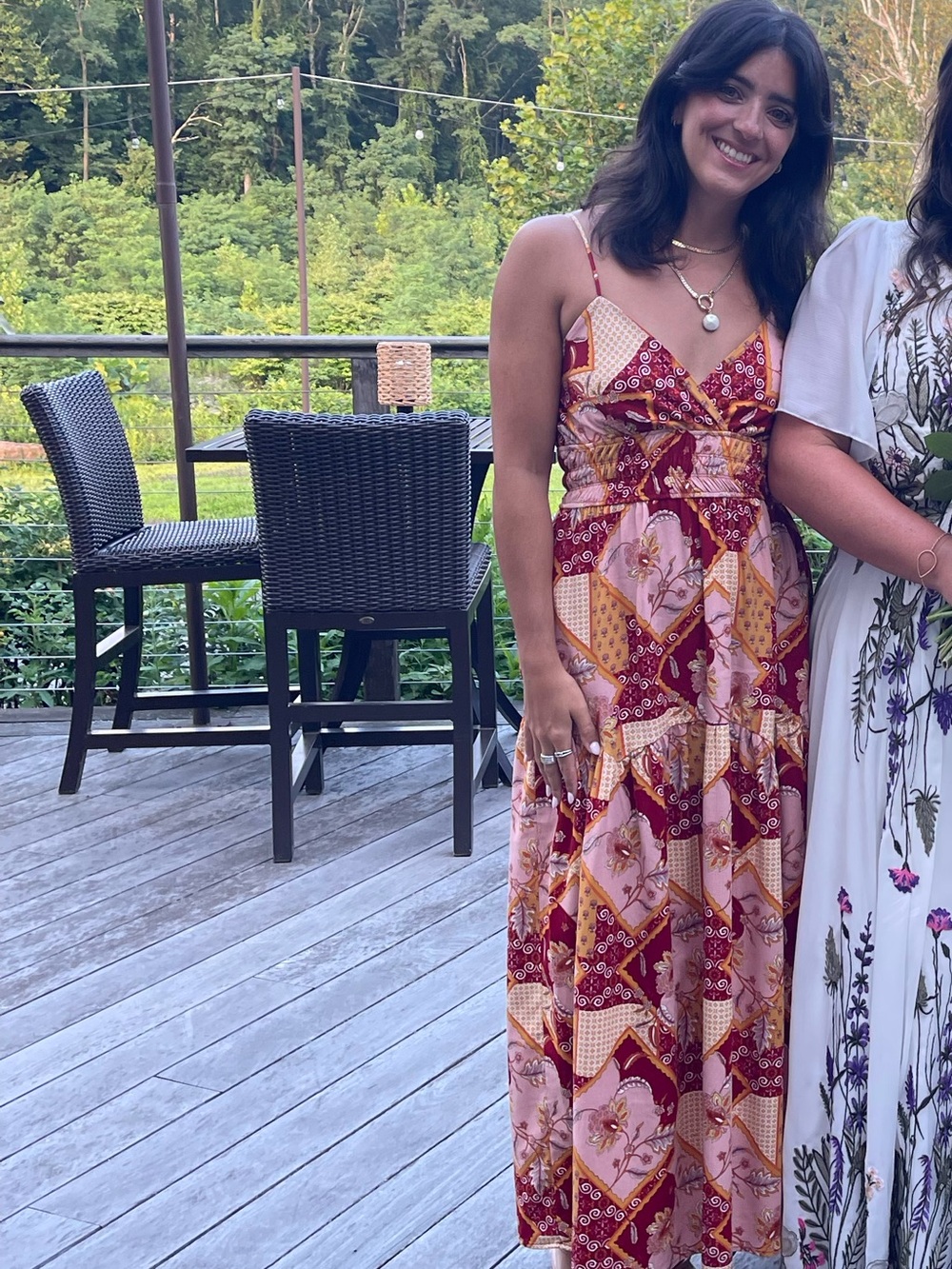Pink Floral Linen Maxi Dress